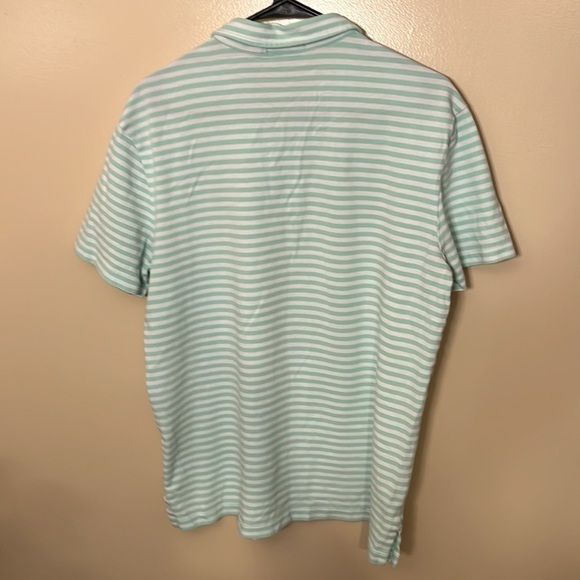 Polo Ralph Lauren Mens Featherweight Mesh Green/White Striped Polo Sz L EUC - Picture 7 of 8